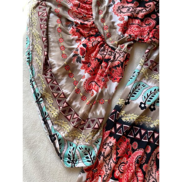 Boho Off Shoulder Bell Sleeve Tunic Top or Dress M Cottagecore Hippie Y2K Style - Picture 6 of 8